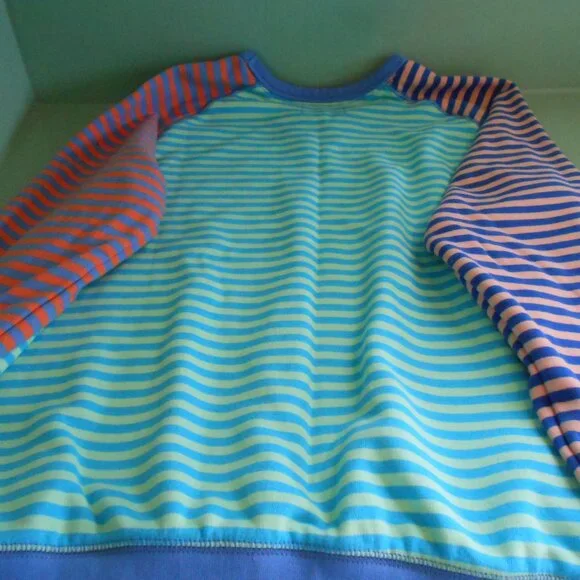 Lands' End Serious Sweats Women's Multicolor Striped Knit Sweatshirt Size M - Picture 6 of 7